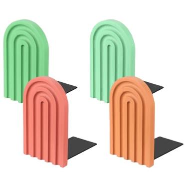 Imagem de PATIKIL 4 peças de suportes de livros de arco, extremidades de livros de madeira antiderrapantes para prateleiras, rolha de livros para guardar livros, CD de filmes, casa, escritório, biblioteca