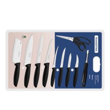 Imagem de Jogo de Facas Tramontina Plenus 10 Peças Inox Cozinha, Preto