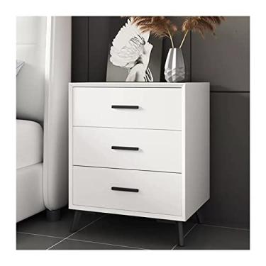 Imagem de Mesa de cabeceira com armazenamento, mesa de cabeceira com 3 gavetas com base resistente, mesa de cabeceira estreita de madeira sofá para quarto sala de estar mesa de cabeceira (cor: branco, tamanho