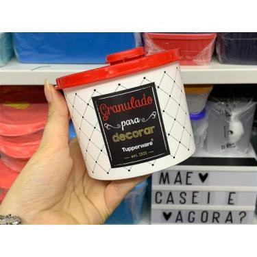 Imagem de Tupperware Redondinha Granulado Bistrô 500 ml com Tampa Vermelha