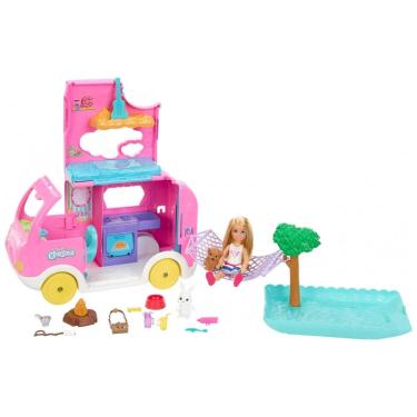 Imagem de Acampamento da Barbie 2 em 1 com 15 Acessórios, 2 Pets e Boneca Chelsea, Rosa