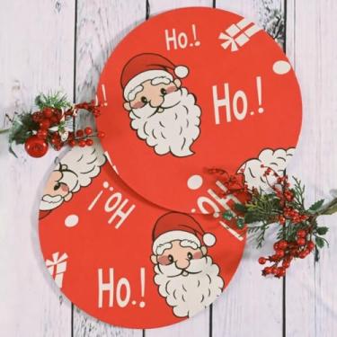 Imagem de Kit Sousplat de Natal Redondo Vermelho Papai Noel Boneco de Neve Com MDF (4, Festa Natalina)