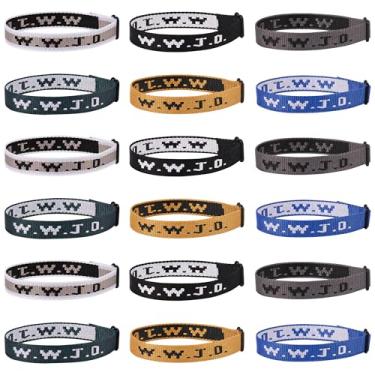 Imagem de Pmormyy WWJD Pacote de pulseiras para mulheres e homens, pulseiras de Jesus Cristão, pulseiras WWJD ajustáveis a granel What Would Jesus Do, Fibra de poliéster, Sem Pedra Preciosa