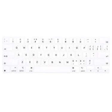 Imagem de HRH Capa de silicone Magic Keyboard Skin para iPad Pro 12,9 polegadas Magic Keyboard (4ª geração) modelo 2020 MXQU2LL/A, para iPad Pro 12,9 acessórios de protetor de teclado - branca