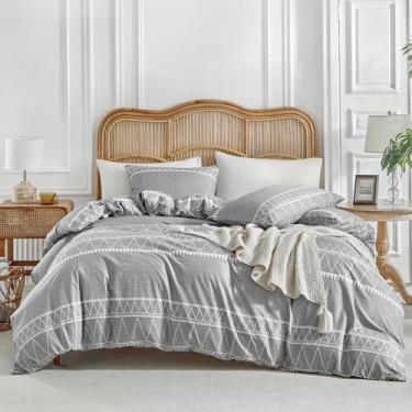 Imagem de Capa de edredom Lekesky Grey Queen Size com 2 fronhas
