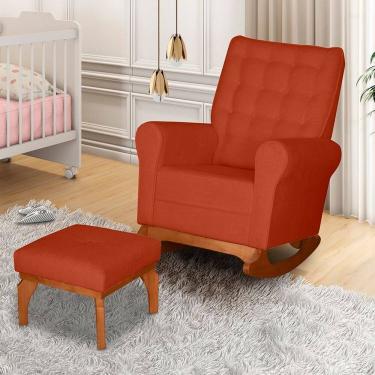 Imagem de Poltrona de Amamentação com Balanço Bouclê com Puff Paris Terracota