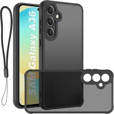 Imagem de USTIYA FG Capa para Samsung Galaxy A36 5G Case Matte Acrílico Uso Resistente Protetora de Câmera Capinha Acessórios para Celular com Cordão Preto
