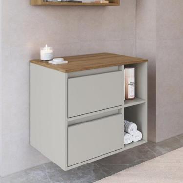 Imagem de Gabinete de Banheiro Suspenso 60cm com 2 Nichos 1 Porta Basculante e 1