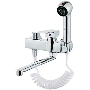 Imagem de RAUGAJ Torneiras, pistolas de cobre para cozinha, torneira de água fria e montagem a quente, cromada, furos duplos, torneiras de lavanderia de cozinha para pia, válvula de mistura/2