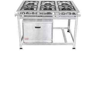 Imagem de Fogão Industrial 6 Bocas 30x30 em Aço Inox com Forno Leona