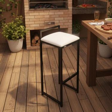 Imagem de Banqueta Quadrada Alta Clássica Cozinha Gourmet - Loja Béle, Branco