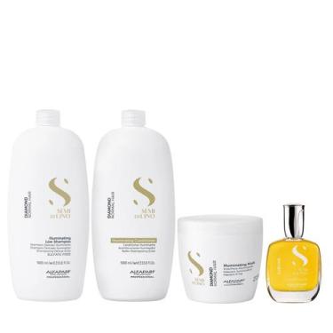 Imagem de Kit Alfaparf Semi Di Lino Diamond - Shampoo 1L + Condicionador 1L + Má