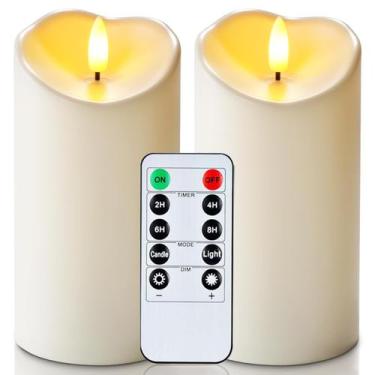 Imagem de Conjunto remoto de velas LED impermeáveis ao ar livre Homemory 15x8 cm