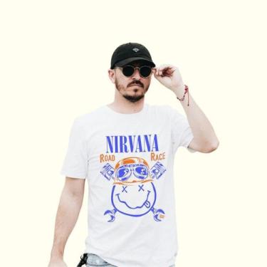 Imagem de Camiseta Masculina Estampada Nirvana - Johny Libre, Branco, M