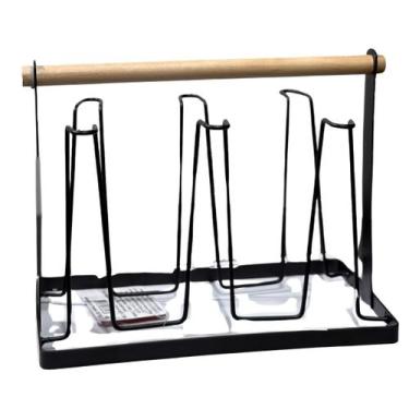 Imagem de Suporte Porta Copos de Bancada 6 Lugares em Ferro e Madeira - Clink