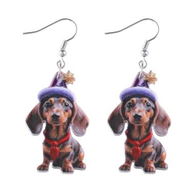 Imagem de Brincos de Natal para mulheres, chapéu de cachorro, brincos pendurados, roupas de Natal, acessórios de bijuteria, 2inch, Liga de aço, Sem pedra preciosa