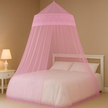 Imagem de Mosquiteiro Gigante de Teto Casal King Queen com Abertura Lateral 14m(ROSA 2,Solteiro Simples)