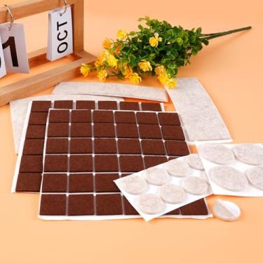 Imagem de Almofadas de feltro para móveis 64 peças - Protetores de piso de madeira premium para pés de móveis, almofadas de feltro marrom e bege para proteger seu piso de madeira e laminado