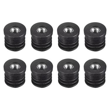 Imagem de 8 peças de inserções para tubos redondos com rosca M6, para tubo redondo de identificação de 15 mm/0,59 polegadas, plugue de plástico preto redondo com inserção de rodízio tampas de extremidade de