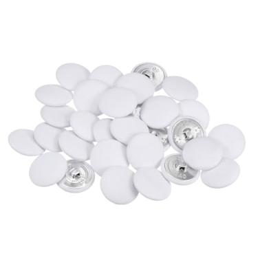 Imagem de Generic 30 peças de tecido 40L botão coberto de tecido 25 mm haste de metal botões de costura redonda para ternos blusas, branco