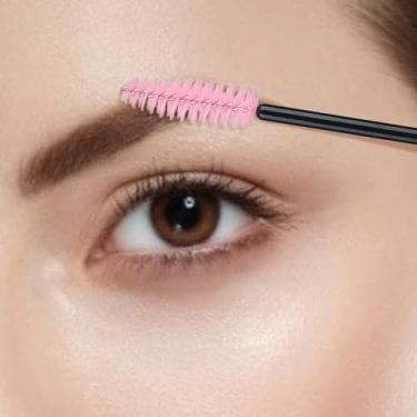 Imagem de 50 pincéis descartáveis de cílios, kits de aplicadores de maquiagem com varinhas de rímel ajustáveis, pincéis de spoolies de cílios para extensões de cílios e sobrancelhas