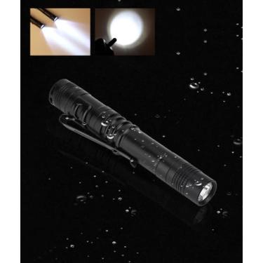 Imagem de Mini lanterna com clipe de bolso, lanterna tática de LED, à prova d'água, lanterna portátil