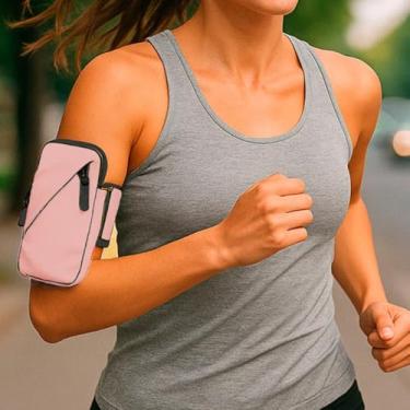 Imagem de Capinha Braçadeira Suporte Porta Celular Para Braço Corrida Bike Academia Prova De Água Resistente Com Regulagem Premium (Rosa)