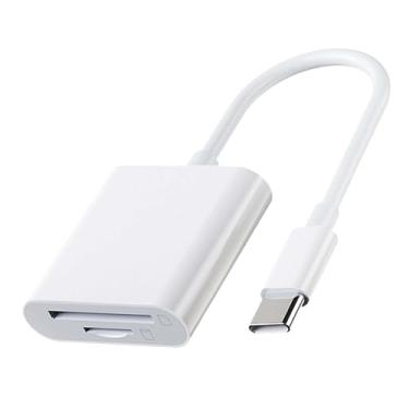 Imagem de Leitor de cartão SD USB C, adaptador de cartão SD com dois compartimentos para iPhone 15 16 Pro Pad Mac Laptop Android, USB-C/TypeC, leitor de cartão de memória, câmera de trilha de alta velocidade
