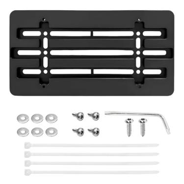 Imagem de MTRPS Suporte de placa de carro dianteiro, kit adaptador de montagem de quadro de etiqueta de carro com braçadeiras de chave inglesa, capa de placa de licença padrão americano universal para a maioria