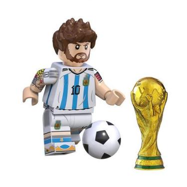 Imagem de Boneco jogador futebol bloco de montar escolha, MESSI