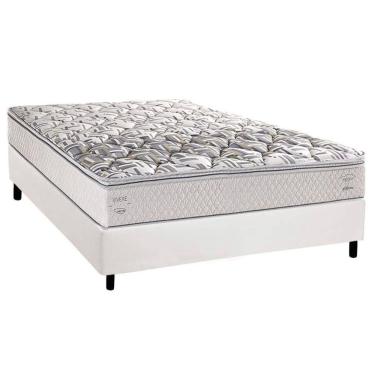 Imagem de Cama Box Casal: Colchão Ortopédico Herval Ag65 Santorini C1604 + Base Crc Corano White (138x188)