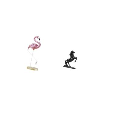 Imagem de Fenteer Estátua de Flamingo em Resina, Escultura de Cavalo, Decoração para Casa, Lareira, Arte Moderna, Estatueta de Jardim com Suporte de Metal para Quintal,