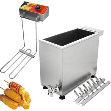 Imagem de 3000w Comercial Automático 25l Grande Capacidade Queijo Mussarela Cachorro-quente Varas Fritadeira Elétrica Coreana Profunda Máquina De Cachorro-quente