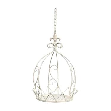 Imagem de MotiveTech Cesto suspenso Crown para plantas, 25cm x 35cm, estilo vintage, ideal para decoração de pátios e varandas, Branco