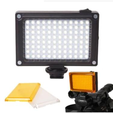 Imagem de Iluminador LED Profissional com 96 LEDs Compatível com Câmeras Fotográficas DSLR Filmadoras Smartphones, 2 Filtros Difusores, Alimentação por Pilhas ou Bateria i2 iTwo