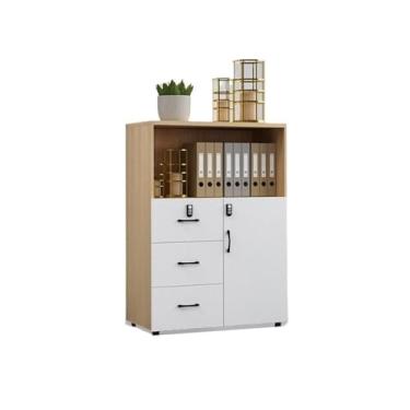 Imagem de Armário de Arquivos Armário de arquivo curto armário impressora escritório organizador partição armazenamento gaveta bloqueio(Brown)