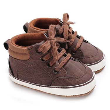 Imagem de KaKaKiKi Tênis infantil de lona para meninos e meninas com sola de borracha antiderrapante para doces sapatos de berço para primeiros passos, 02 Marrom + renda, 6-12 Months Infant