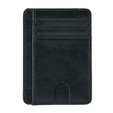 Imagem de Carteira fina minimalista com bolso frontal com bloqueio RFID para homens e mulheres, preta, Preto 2, Minimalista