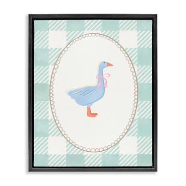 Imagem de Stupell Industries Goose on Soft Green Plaid Gold Framed Floater Canvas Wall Art, design by The Paper Curator, 21 x 17