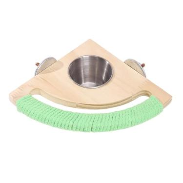 Imagem de Bothyi Poleiro para pássaros com comedouro integrado, alimentador para papagaios, acessório de gaiola de fácil manutenção, poleiro para alimentação de