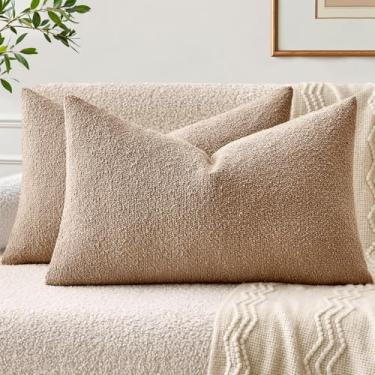 Imagem de EMEMA Pacote com 2, 30,5 x 50,8 cm, capas de almofada texturizadas, com detalhes macios e confortáveis, fronhas decorativas de camelo para sofá, cadeira, quarto, sala de estar, decoração de casa