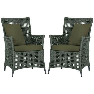 Imagem de Poltronas Igapó Alumínio Pintura Preta Corda Náutica E13 Verde