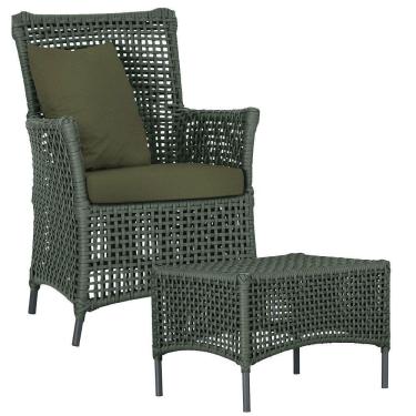 Imagem de Poltrona E Mesa Igapó Em Alumínio Preta Corda Náutica E13 Verde