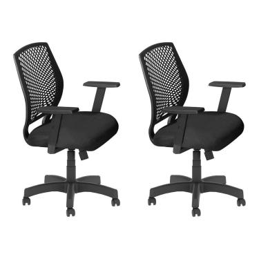 Imagem de Jogo 2 Cadeira Inclinável Giratória Jaipur Preta