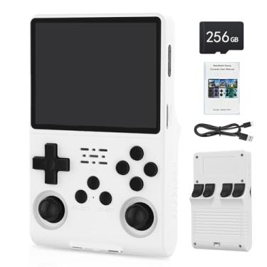 Imagem de FVBADE[30000 in 1] R40S PRO Handheld Game Console 3.5 inch IPS Screen Mini Retro Console 3800mAh Portable Pocket Arcade 45+ Mainstream Emulator 256G TF Card Transparent.(White)
