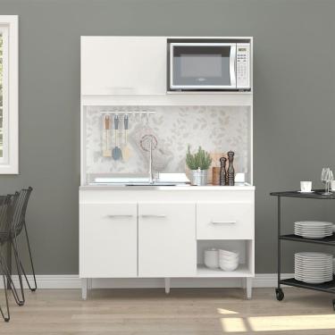 Imagem de Armário De Cozinha Compacta 122x188cm Mdp Branco Menu Móveis Branco