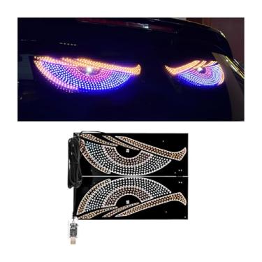Imagem de FALVFUN 2 peças de luz diabólica para carro, 30 cm x 12 cm, tela digital de LED para para-brisa flexível, acessórios de lâmpada de decoração externa automática, ajuste universal (estilo B)