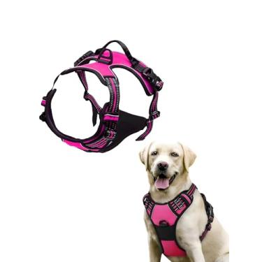 Imagem de Peitoral para cães, sem puxão, para animais de estimação, com 2 clipes de coleira, colete acolchoado macio ajustável, colete Oxford refletivo para animais de estimação com alça de controle fácil para