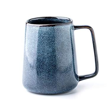 Imagem de Yalych Caneca Canecas de porcelana, para café, chá, mocha e bebidas quentes, copos de cerâmica criativos, grande, antiquado, noite, estrela, xícara de café (cor: cinza)