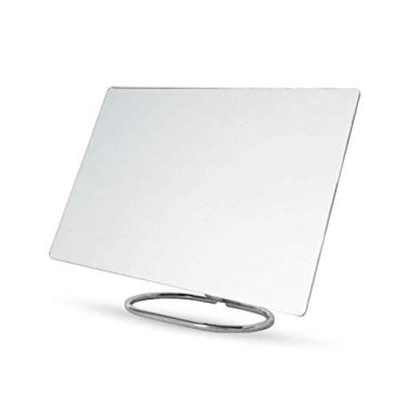 Imagem de Espelho de maquiagem para mesa novo espelho de cor sólida espelho quadrado francês espelho de lista alta espelho de princesa grande espelho de vaidade dobrável espelho de montagem na parede prata